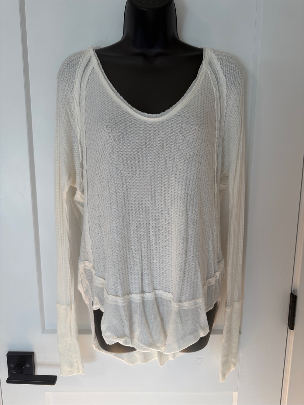 We the Free Women’s White Waffle-Knit Long Sleeve Top